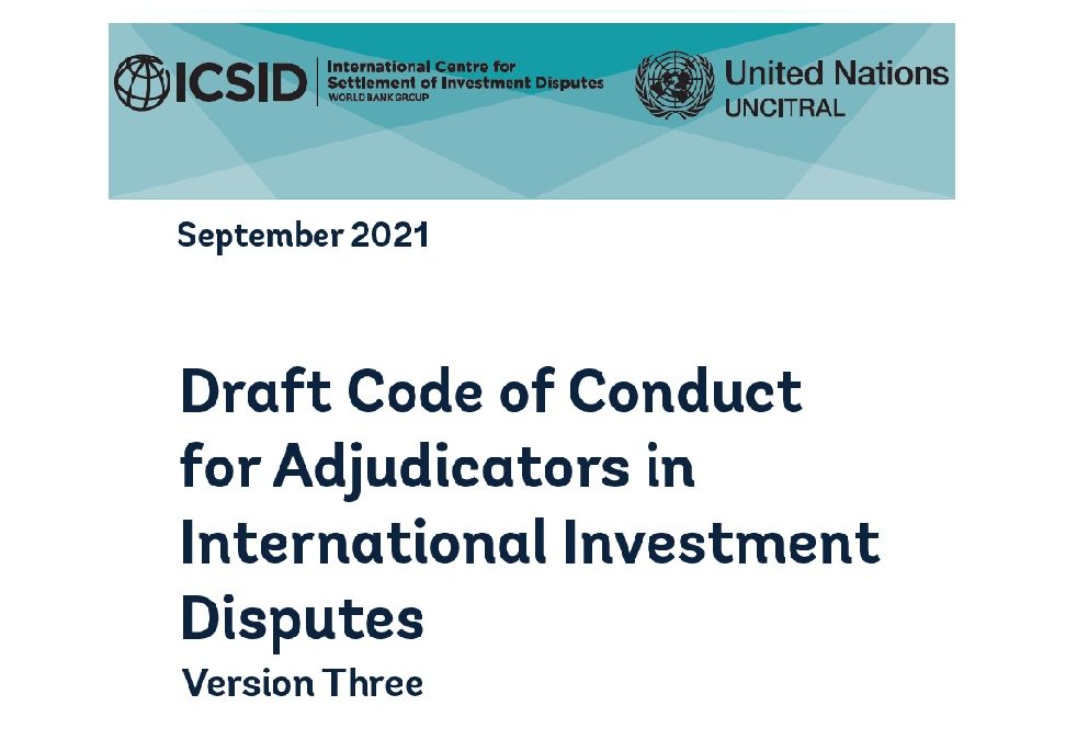 AFFAKI submits comments on Version Three of the Code of Conduct for Adjudicators in International Investment Disputes